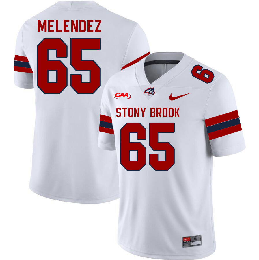 Stony Brook Seawolves #65 Kollin Melendez College Football Jerseys Stitched Sale-White